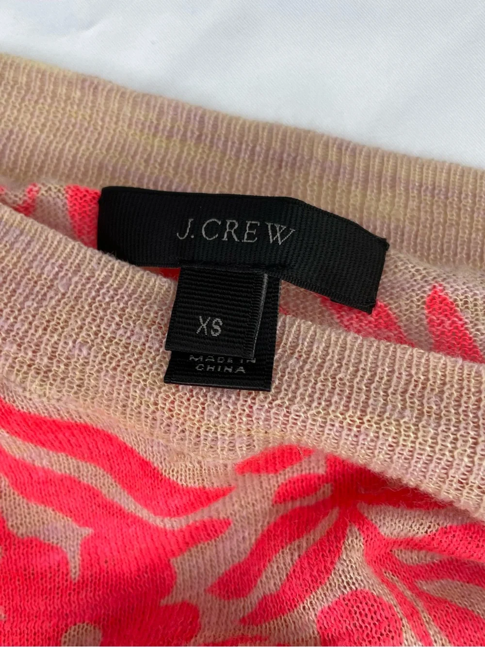 J. Crew Cream and Neon Pink Floral Lightweight Sweater - Picture 4 of 4